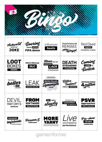 e3 bingo 2018 e3 bingo 2018
