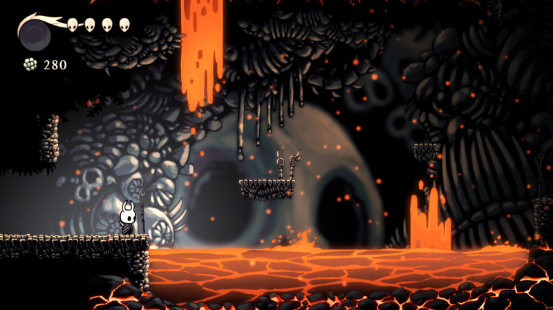 These two images show the Boneforest, a large late-game area that was cut fairly late into development