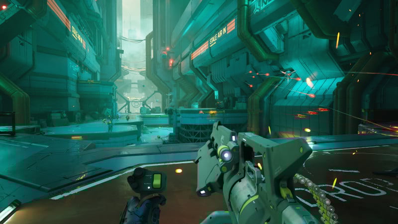 Metal Eden Reikon Games Game Informer Review Cyberpunk FPS Shooter Doom Ghostrunner