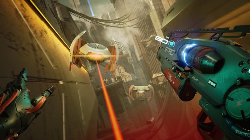 Metal Eden Reikon Games Game Informer Review Cyberpunk FPS Shooter Doom Ghostrunner