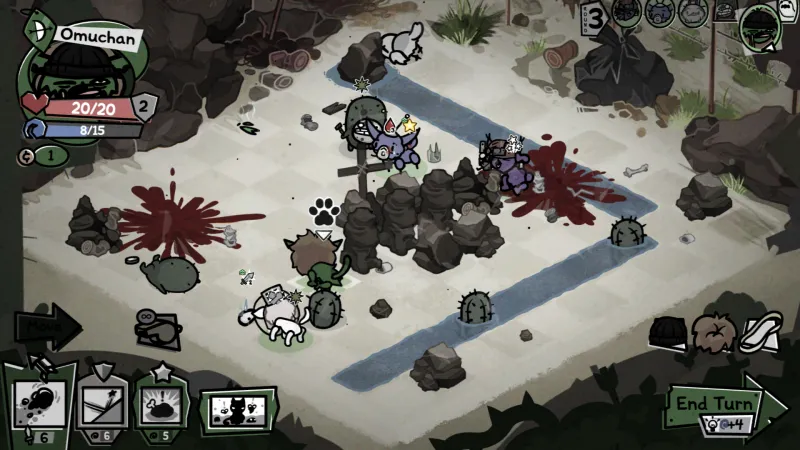 An early combat encounter in the desert biome