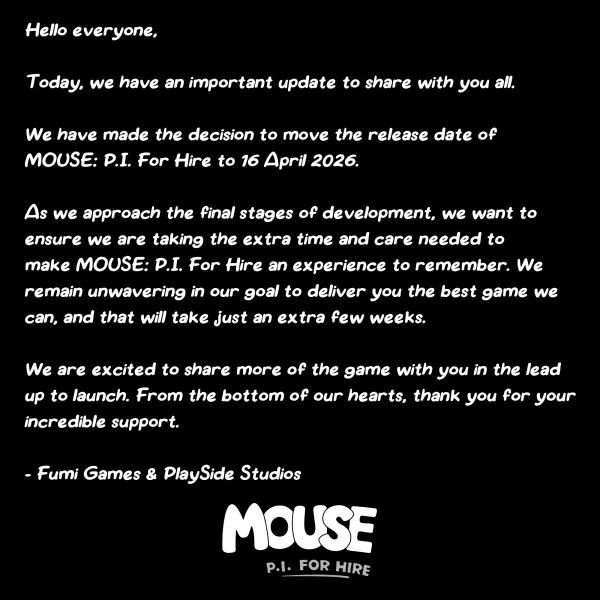 Mouse: P.I. For Hire Delayed To April