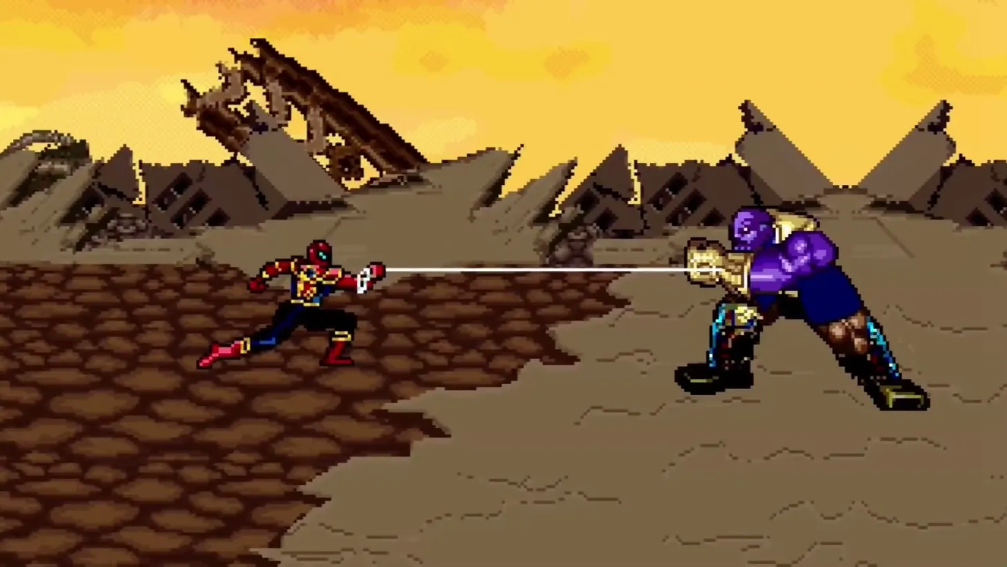 Animator Reimagines The Avengers' Climactic Battle Against Thanos With 16-Bit Graphics