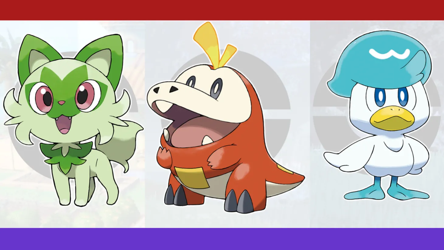 Pokemon Scarlet and Pokemon Violet Starters Sprigatito Feucoco Quaxly