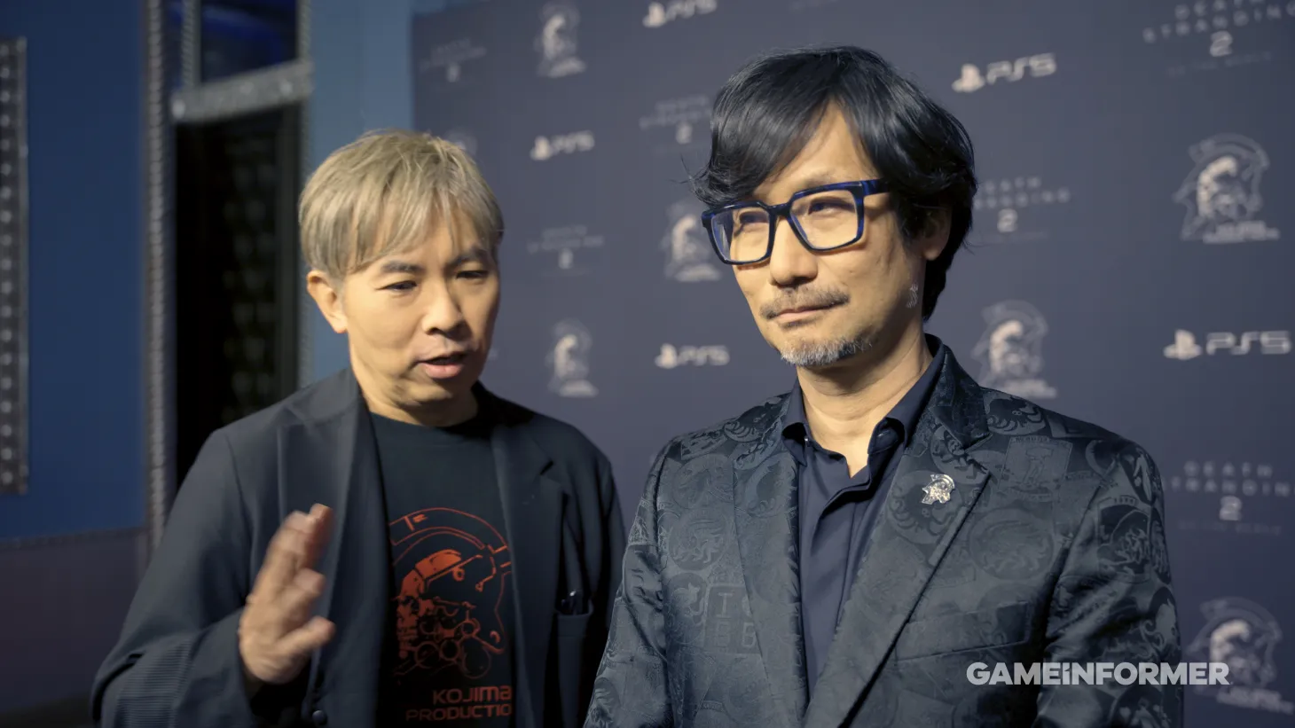Hideo Kojima and translator Aki Saito on the Death Stranding 2 red carpet