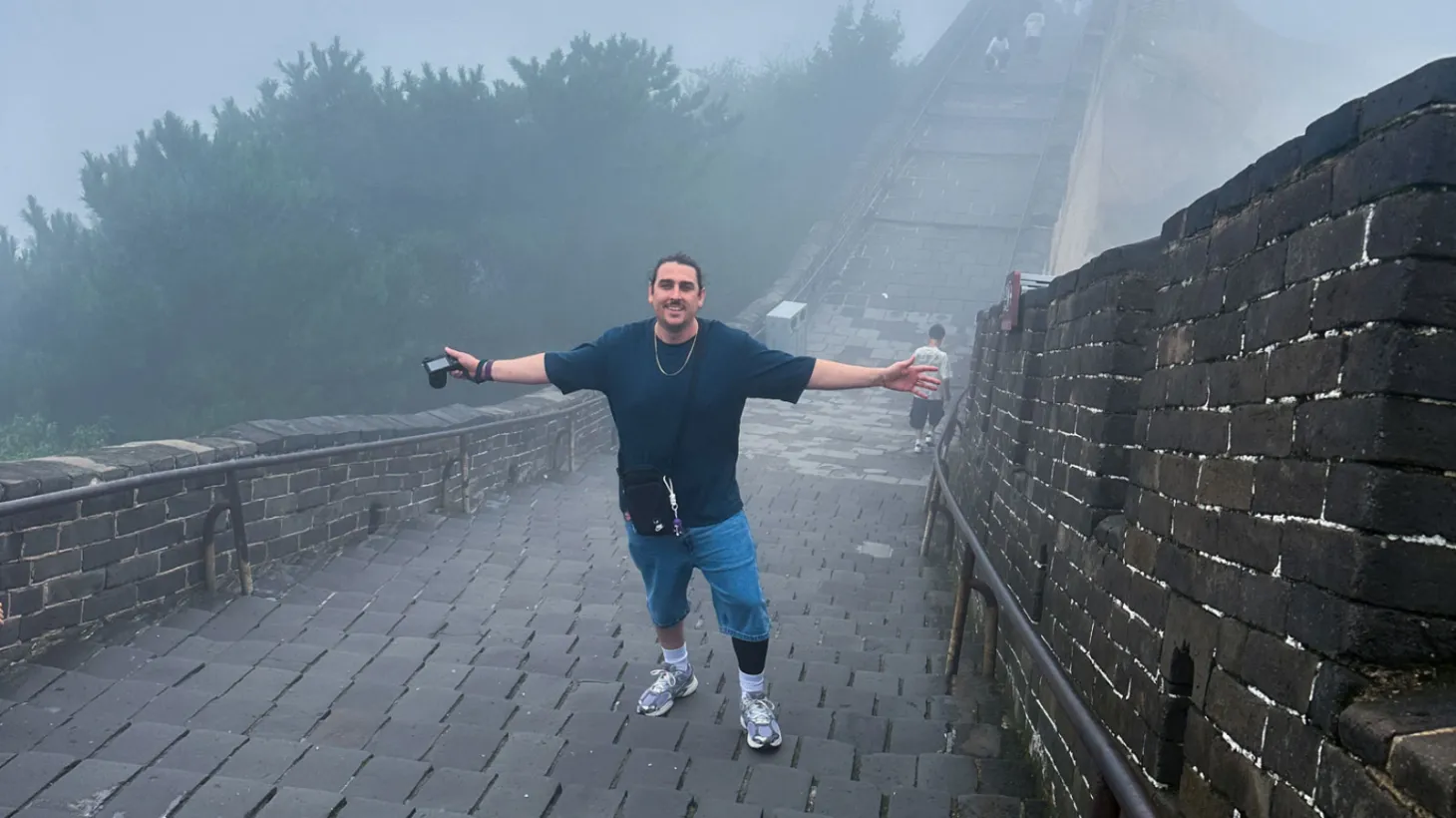 Wesley Leblanc posing on The Great Wall of China