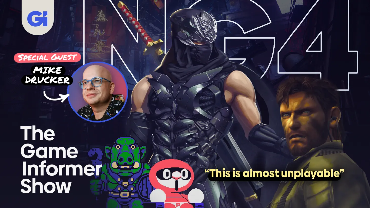 the game informer show featuring mike drucker, ninja gaiden 4, ufo 50, and metal gear 3ds
