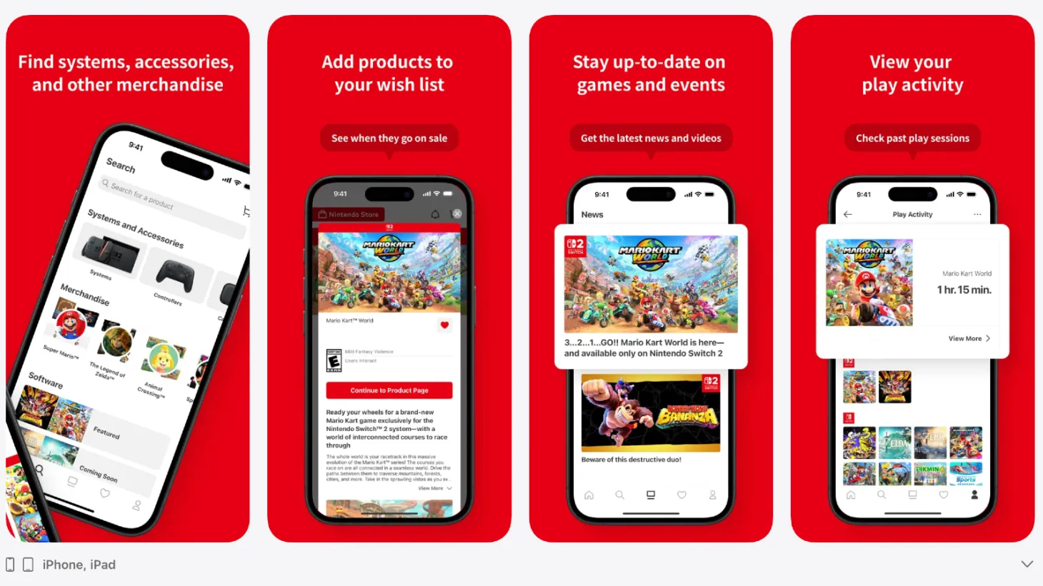 Nintendo Store Play Activity Hour Count App iOS Android