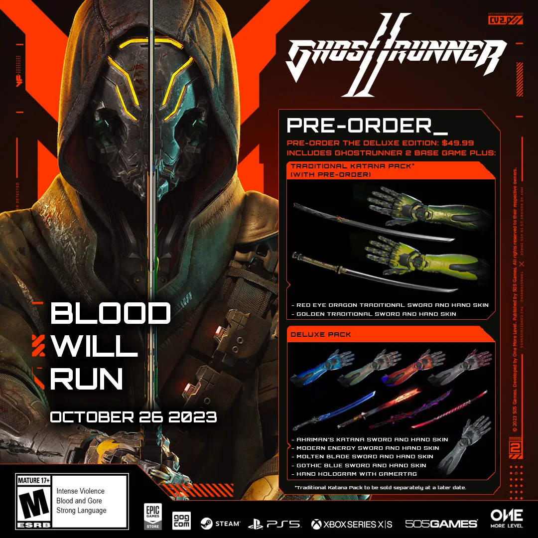 Ghostrunner II 2 October Release Date First Person Parkour Shooter Cyberpunk PlayStation 5 Xbox Series X/S PC