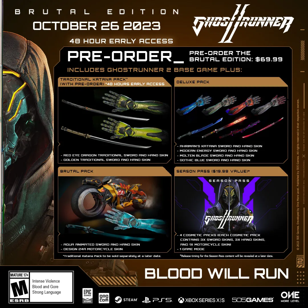 Ghostrunner II 2 October Release Date First Person Parkour Shooter Cyberpunk PlayStation 5 Xbox Series X/S PC